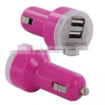 Promotion items ! Dual USB Car charger with led light in stock