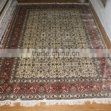 big size blooming flower silk carpet hand knotted silk carpet