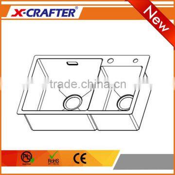 Without Faucet Double Bowl Design Practical Rectangular Stainless Steel Kitchen Sink photo-3