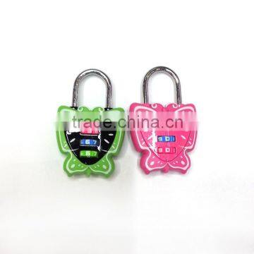 2015 design butterfly padlock mini luggage lock 3digital security code lock cjsj CH-28-3