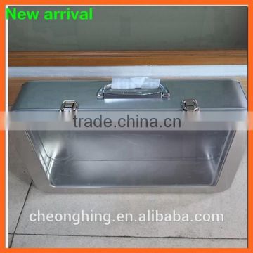 large rectangular hinged tin box with handle&lock