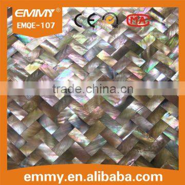 high quality brown strip chip dark shell mosaic seashell tiles hotel wall tiles