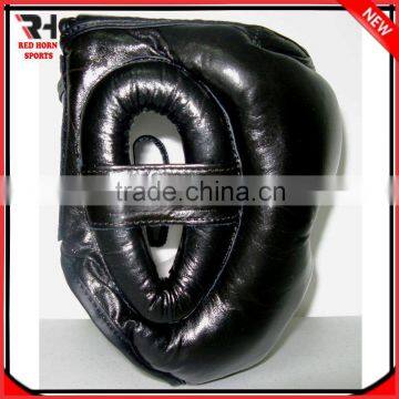 Premium Cowhide Leather MMA Head Guard Black / Red / White / Blue photo-4