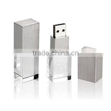 Crystal Glass USB Flash Drive with LED Light