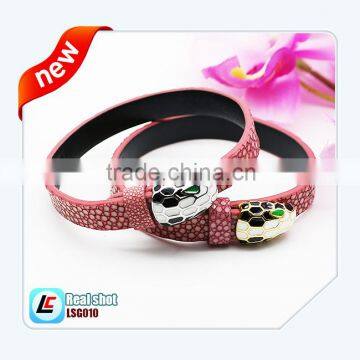 2016 fashion exquisite brown real fishskin bracelet in stainless steel clasp