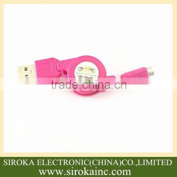 Colorful design micro V8 5pin retractable 2.0 usb data cable for mobile phone