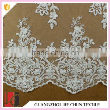 HC-5893-1 Hechun Pearl Beading Crocheted Wholesale Bridal Lace Fabric for Wedding Dress 2016 photo-4