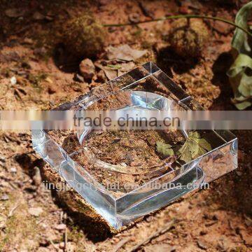 Clear Cube engraved large Crystal Glass Cigarette Ashtray