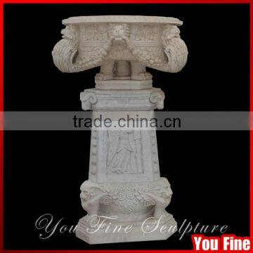 Carved White Marble Flowerpot