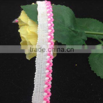 puffball fringe gimp edging braid white pink lace trims