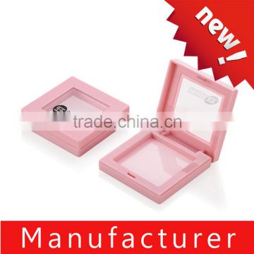 Korea style pink square cosmetic pressed powder container with window