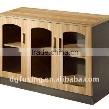 modern wood filing cabinet with glass doors