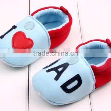 Fashion I Love DAD Pattern Newborn Baby Cotton Chevron Safty Crib Shoes