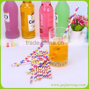 Paper Straw- Blue-Yellow-Pink Dots Paper Straws photo-2