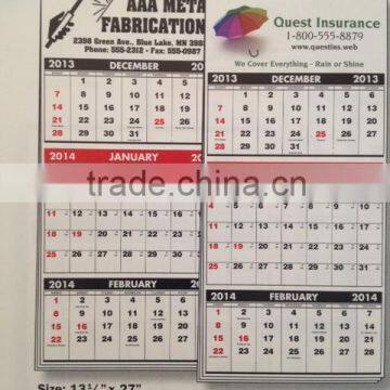 high quality best price 3 month China printing 2015 wall calendar printing/calendar printing service for new year gift