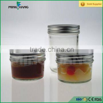 125/250ml empty glass jam storage jar for salad dressing with cap