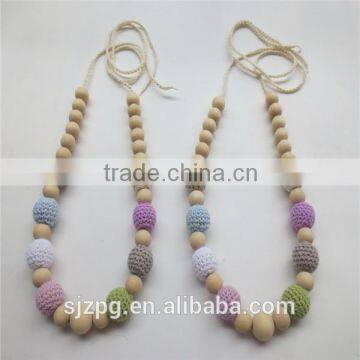 Crochet Necklace Breastfeeding Toy for Baby Nursing Necklace Teething Color Wood Bead Necklace photo-2