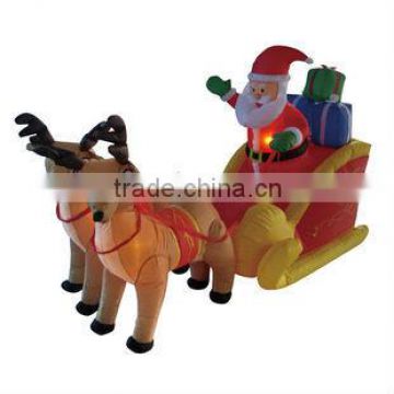 1.8 meters santa claus with deer sled with light inside