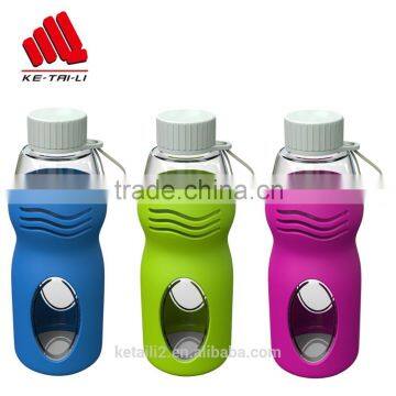 bulb glass water bottle with silicone sleeve