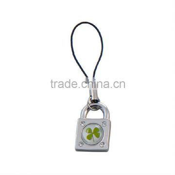 Padlock shape lucky four leaf clover charms