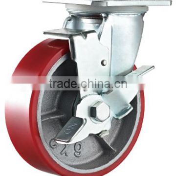 Swivel Side Lock (metal) Iron Core PU Caster Heavy duty Double Ball Bearing Caster