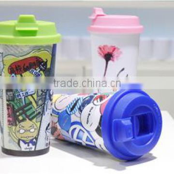 Wholesale sublimation double wall plastic tumbler with flip-lock lid