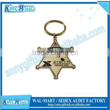 Factory direct sale zinc alloy custom star shape metal Keychain