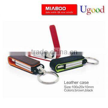 Upmarket gift new gadgets for 2016 leather pendrive;UAE,USA import flash memory fast delivery time;oem logo design gift usb key