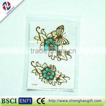 New arrival wholesale non-toxic ecofriendly waterproof hot sale golden temporary bueaty hair sticker