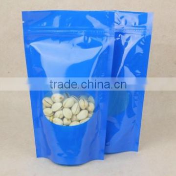 Stand up food packaging plastic bags with window