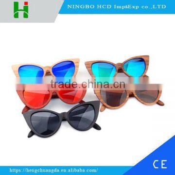 Vintage butterfly shape frame natural wood sunglasses with custom logo