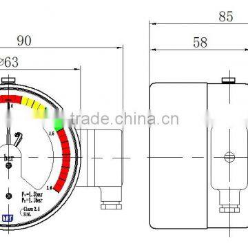 China Factory Manufacture High Voltage Transformer Dedicated Electric Contact Pressure Gauge photo-4