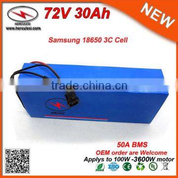 Rechargeable 72V Lithium Ion Battery Used in Samsung Lithium Ion Battery Cell 18650