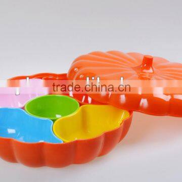 12" colorful pumpkin shaped sectional melamine candy plate