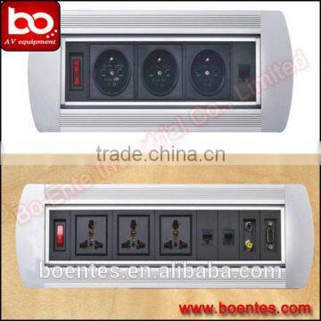 CE Approved Manual Table Flip Up Power Outlets/Desktop Rotating Socket for Office Standard Plugs photo-3