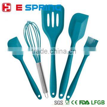 2016 New 5pcs Silicone Baking Set Hygienic Kitchen Accessories Cooking Tools Utensils Whisk Basting Brush Spatulas Turner