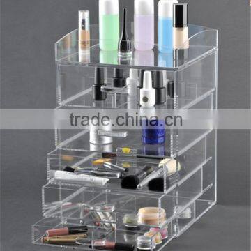 Functional clear acrylic makeup organizer with 6 drawers