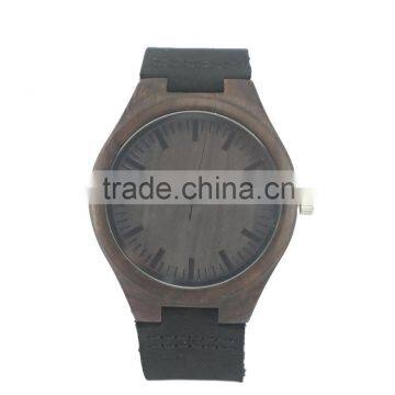 Wholesale Ebony Wood Design Black Genuine Leatehr Straps Low MOQ for Sale