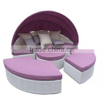 Modern Rattan Round Sofa Bed with Canopy CF699L
