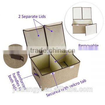 Foldable Fabric Linen Material Storage Boxes With Lid