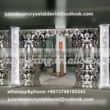 Crystal & metal LED lighting wedding pillar /wedding walkway flower stand for wedding decoration events walkway