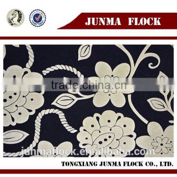 flower pattern Manufacturer China design flocking tricot flocked fabric for sofa cover