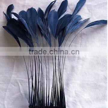 NAVY BLUE Stripped Coque Feathers, 6-8''