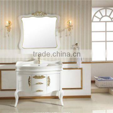 1057-G Antique golden color wooden bathroom vanities