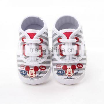 New arrival canvas baby sport print mickey first walking baby shoes