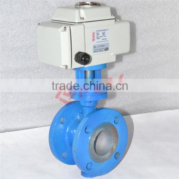 hard metal metal sealing three eccentric butterfly valve with electric actuator