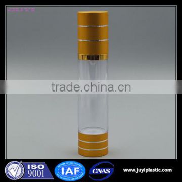 Gold color airless pump bottle plastic cosmetic 120ml bottle aluminum cosmetic packaging