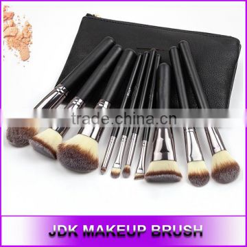 Three-color Nylon hair wood handle brush, Aluminum ferrule makeup brush set, 10pcs set of make up brush to Women