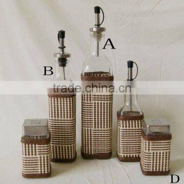 high quality square glass spice jar set