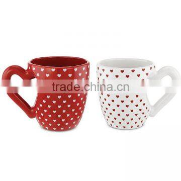 Heart Mug Set - Includes (2) Heart Shaped Handle 24 oz Mugs